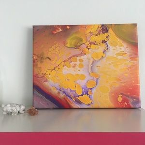 Yellow Splash Original Abstract Painting wall Art